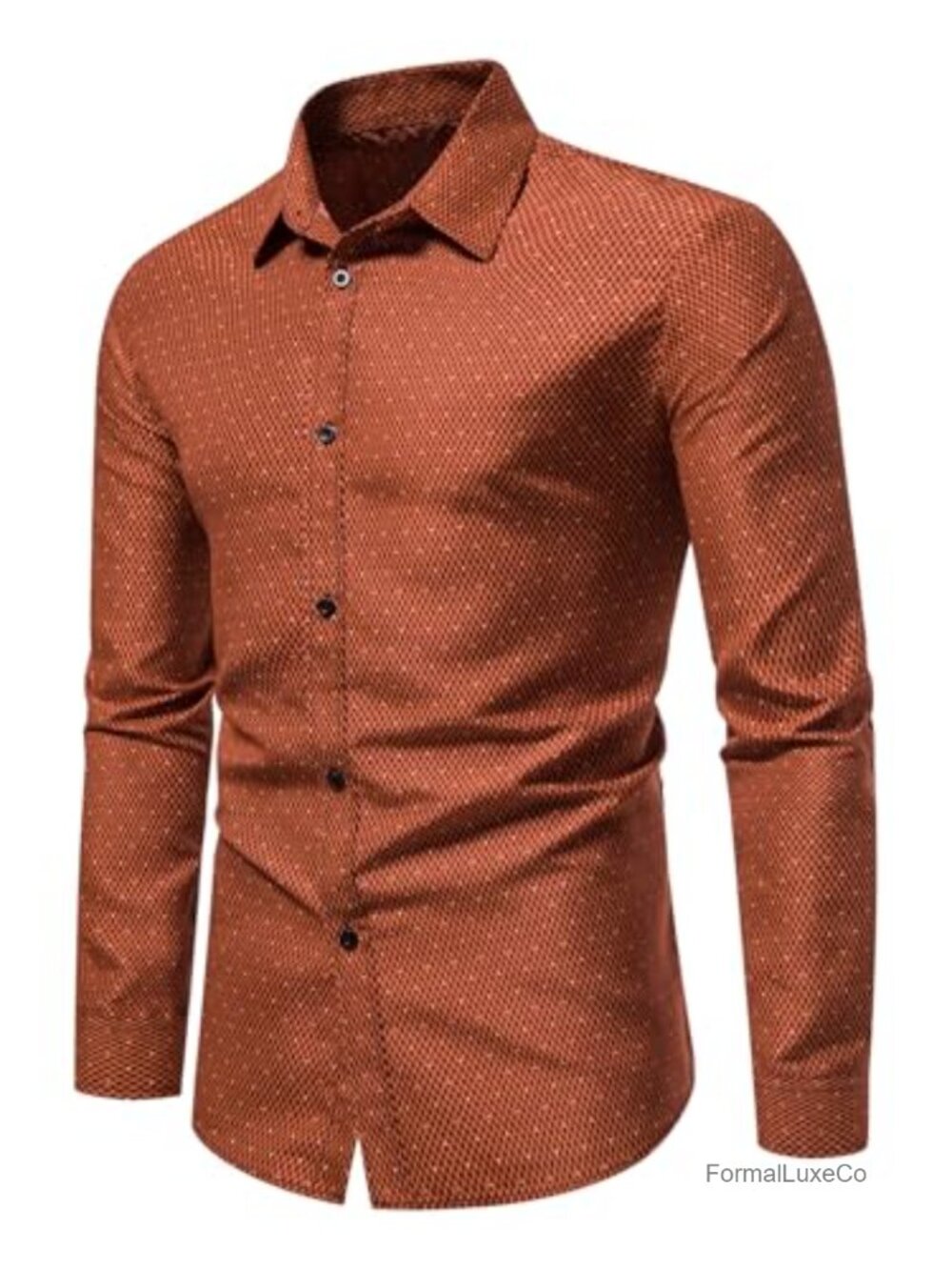 Men's Geo Print Long Sleeve Button Down Dress Shirt Tailored Fit